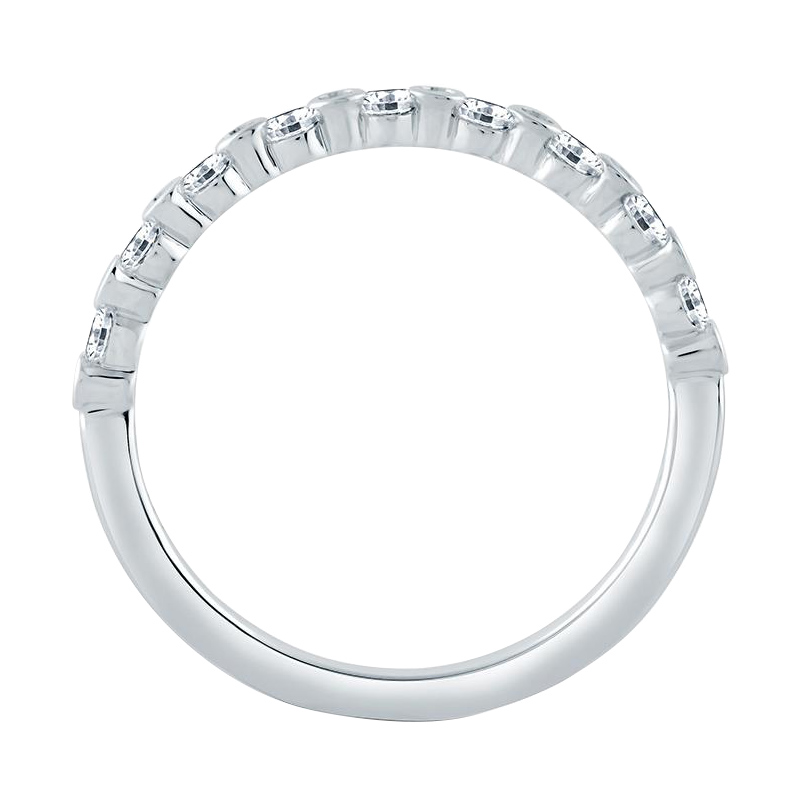 A. Jaffe Diamond Alternating Bezel Set Wedding Band in White Gold