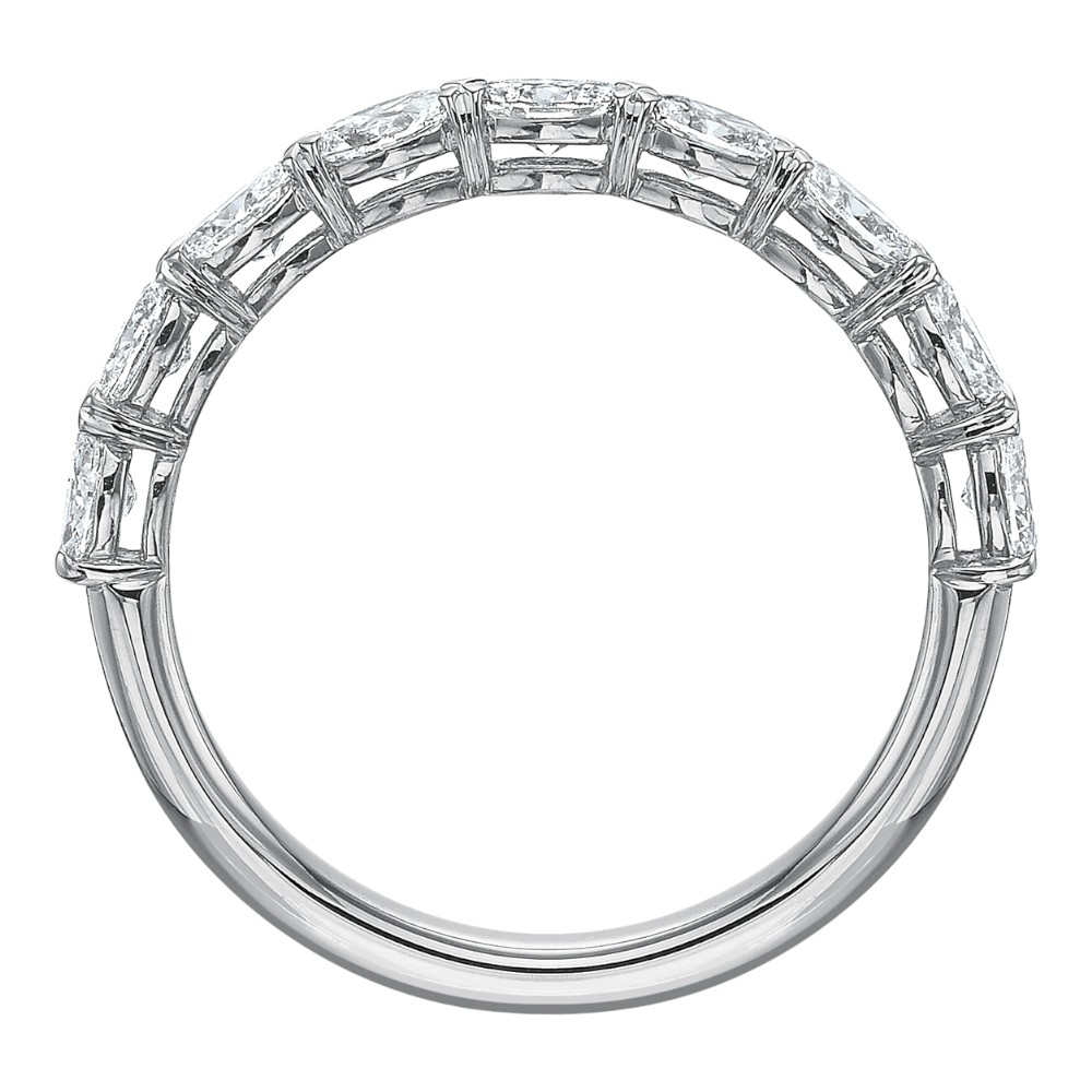 Oval Diamond 9 Stone East West Wedding Band in 18K White Gold