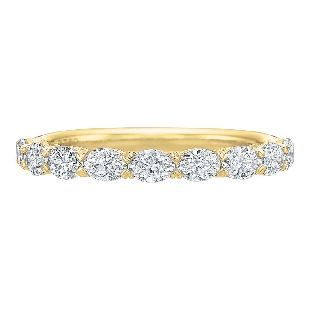 Oval Diamond 9 Stone East West Wedding Band in 18K Yellow Gold