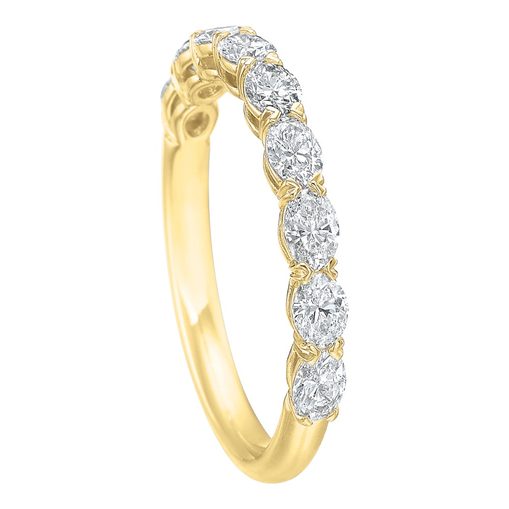 Oval Diamond 9 Stone East West Wedding Band in 18K Yellow Gold