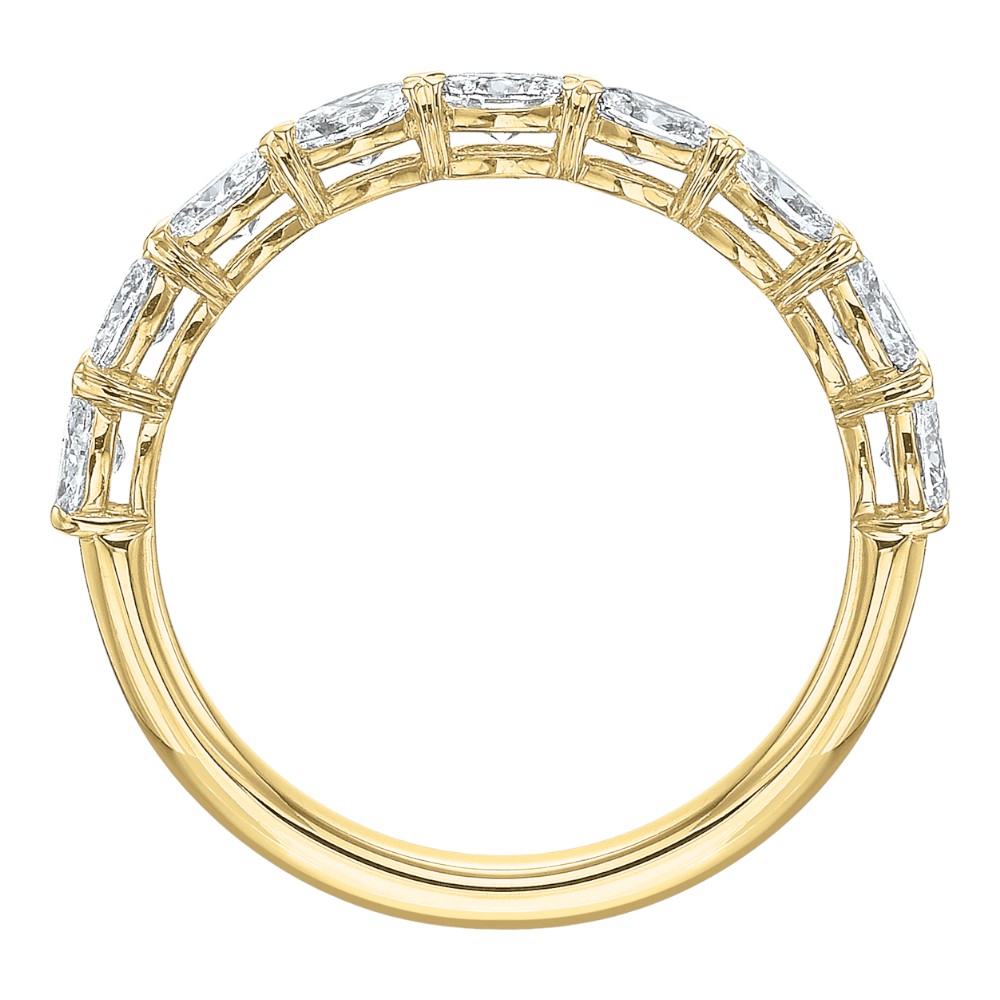 Oval Diamond 9 Stone East West Wedding Band in 18K Yellow Gold