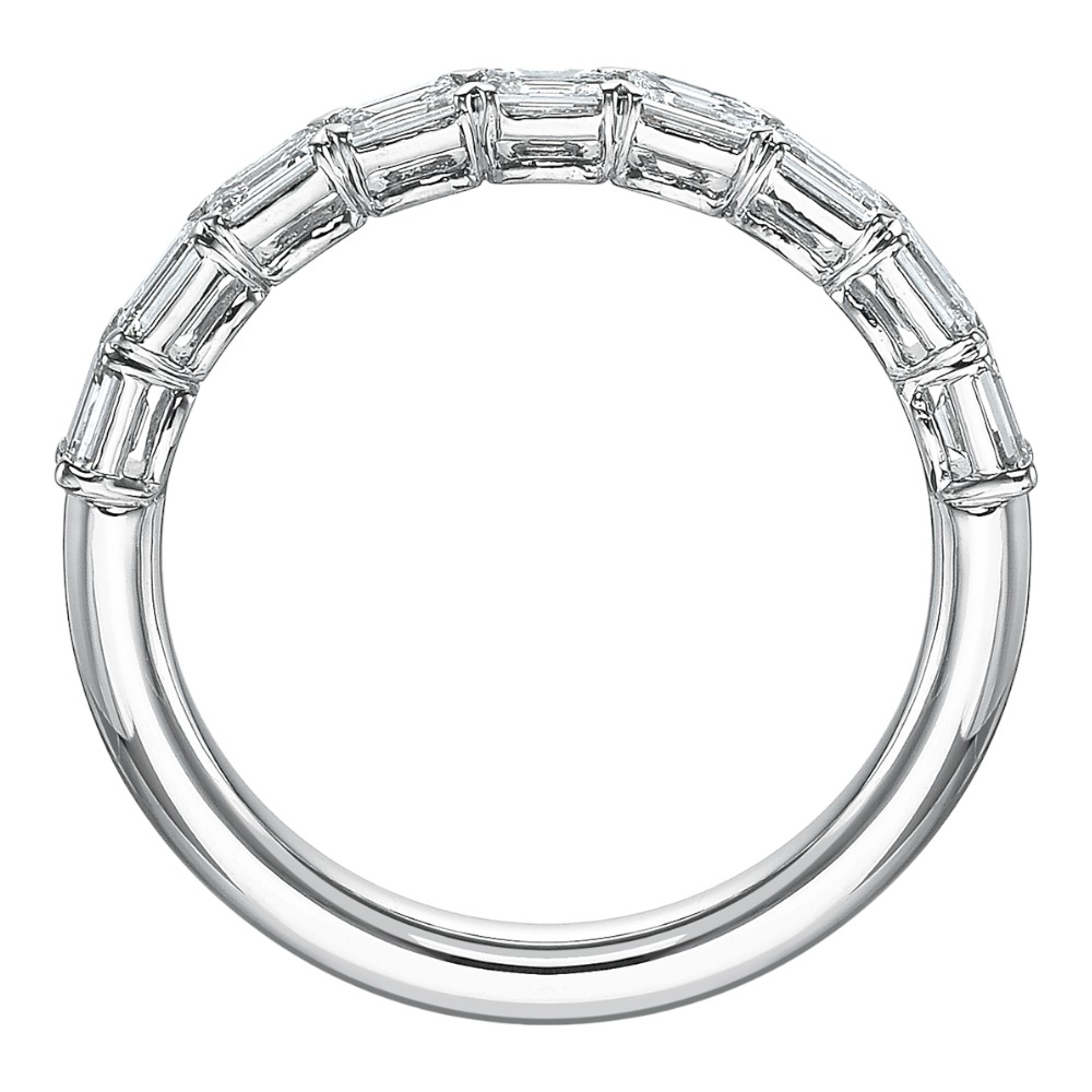 Emerald Cut Diamond 9 Stone East West Wedding Band in 18K White Gold