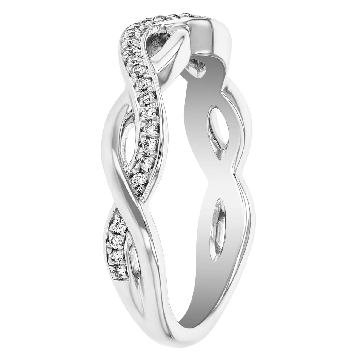 Diamond Twist Wedding Band in White Gold, 0.16 cttw