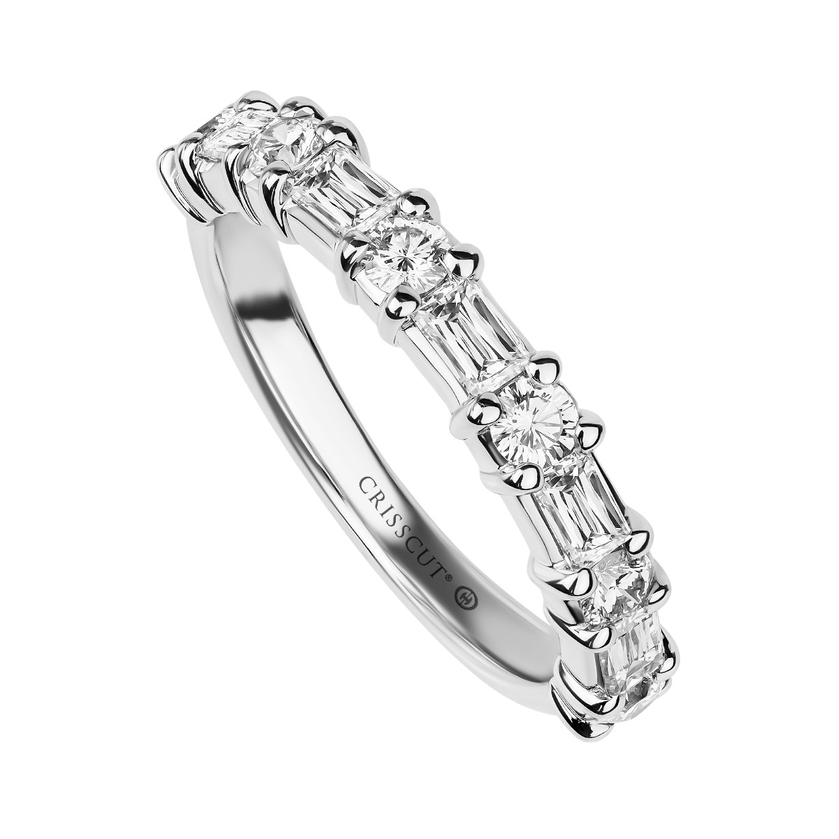 Christopher Designs Crisscut Round & Checkerboard Diamond Wedding Band in White Gold