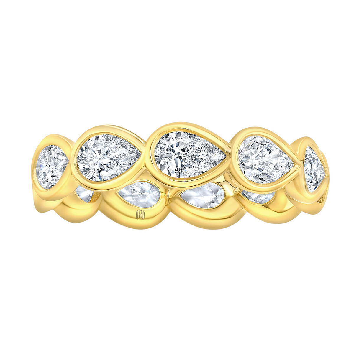 Bezeled Rahaminov Bezel Set Pear Shape Diamond East-West Eternity Wedding Band ...