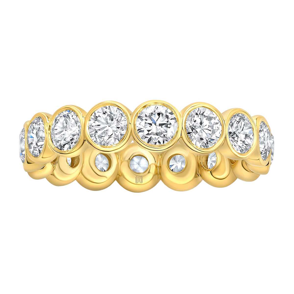 Rahaminov Bezel Set Round Diamond Eternity Wedding Band in Yellow Gold