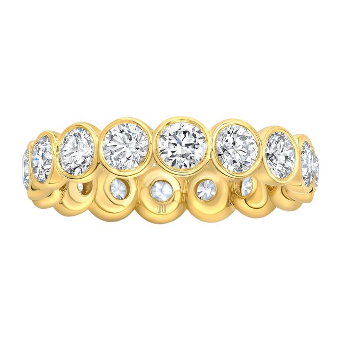 Rahaminov Bezel Set Round Diamond Eternity Wedding Band in Yellow Gold