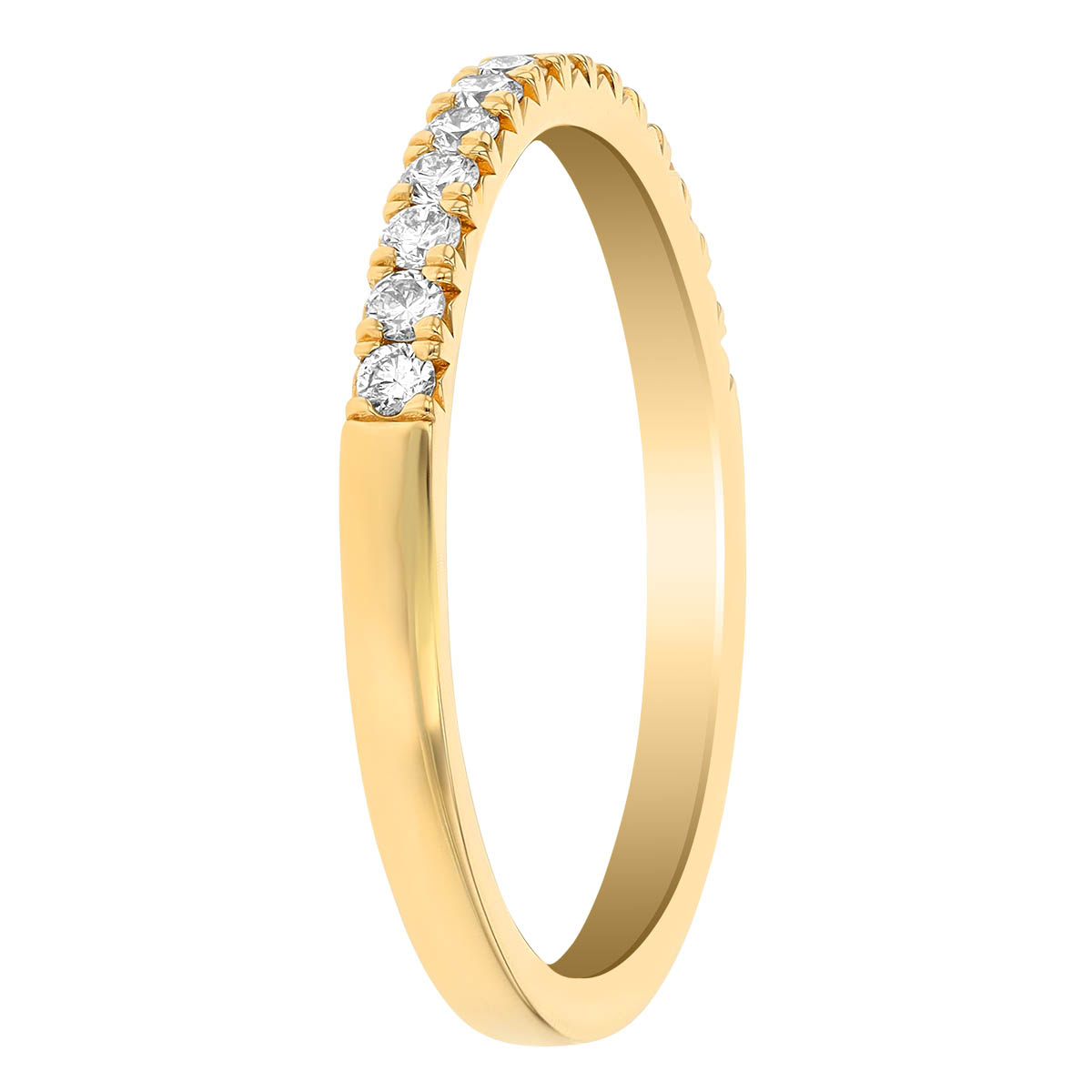 Round Diamond Prong Set Wedding Band in Yellow Gold, 0.25 cttw