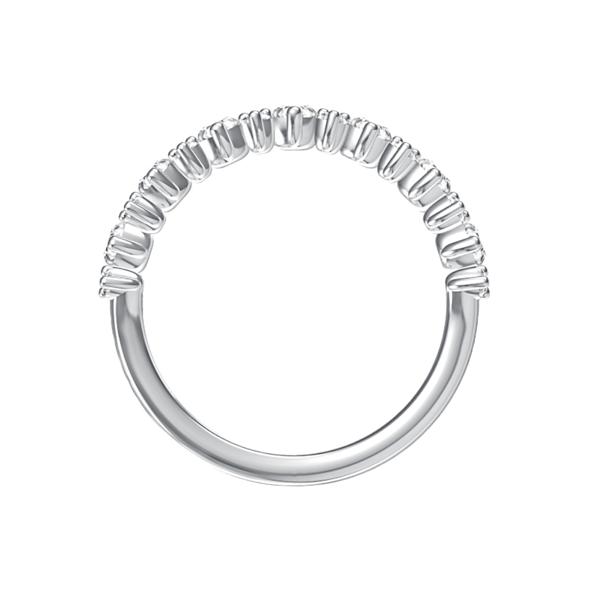 A. Jaffe Stacked Diamond Prong Set Half Round Wedding Band in 14K White Gold