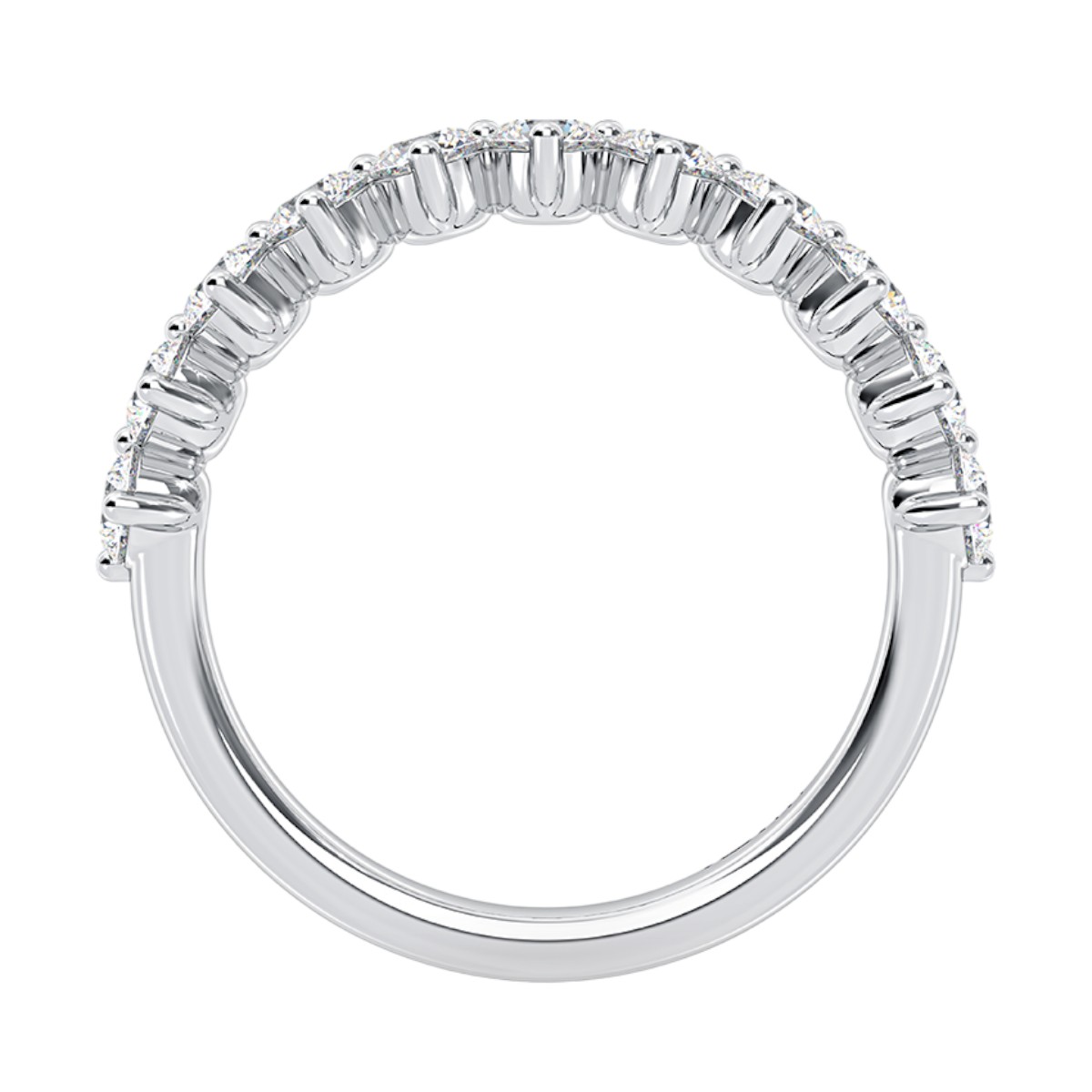 A. Jaffe Diamond 11 Stone 3 Prong Set Wedding Band in 14K White Gold