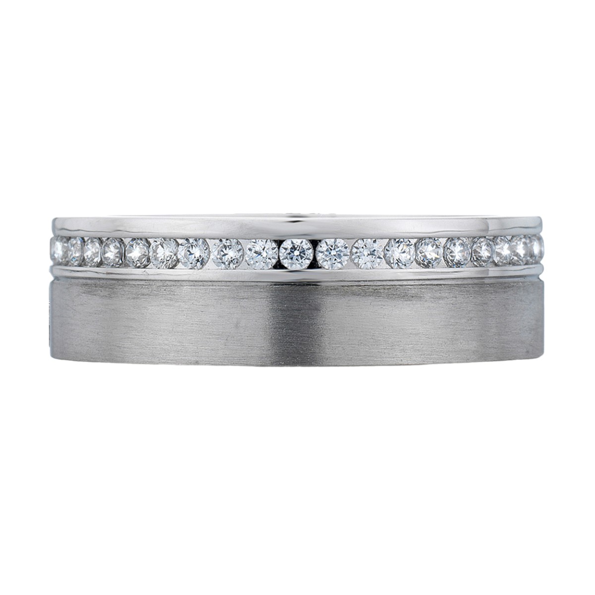 A. Jaffe Diamond Channel Satin Eternity Band in 14K White Gold, Size 10.5