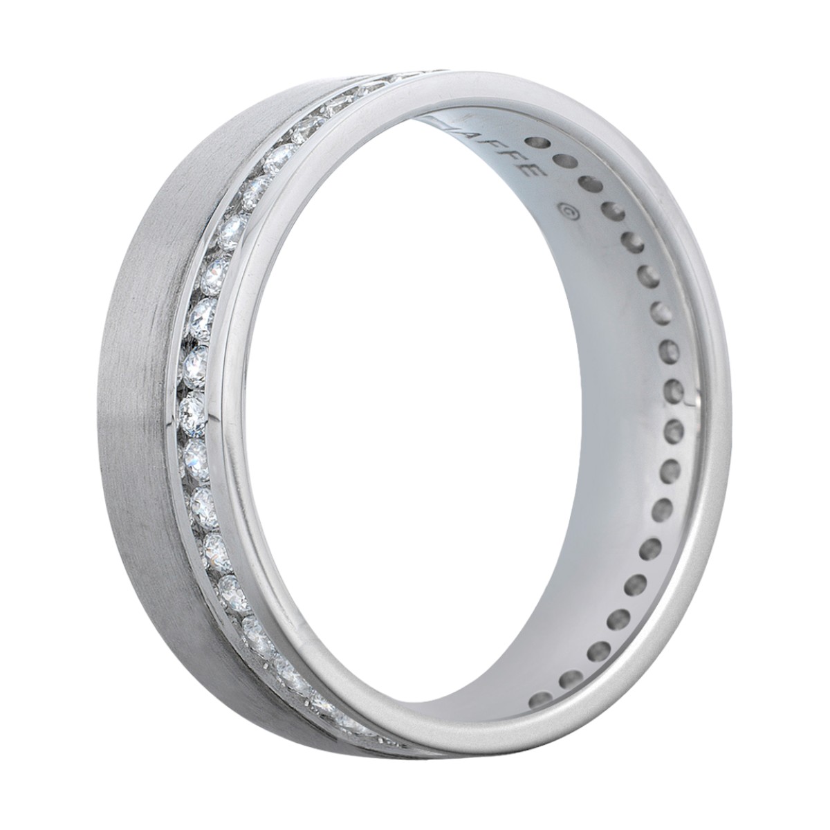 A. Jaffe Diamond Channel Satin Eternity Band in 14K White Gold, Size 10.5