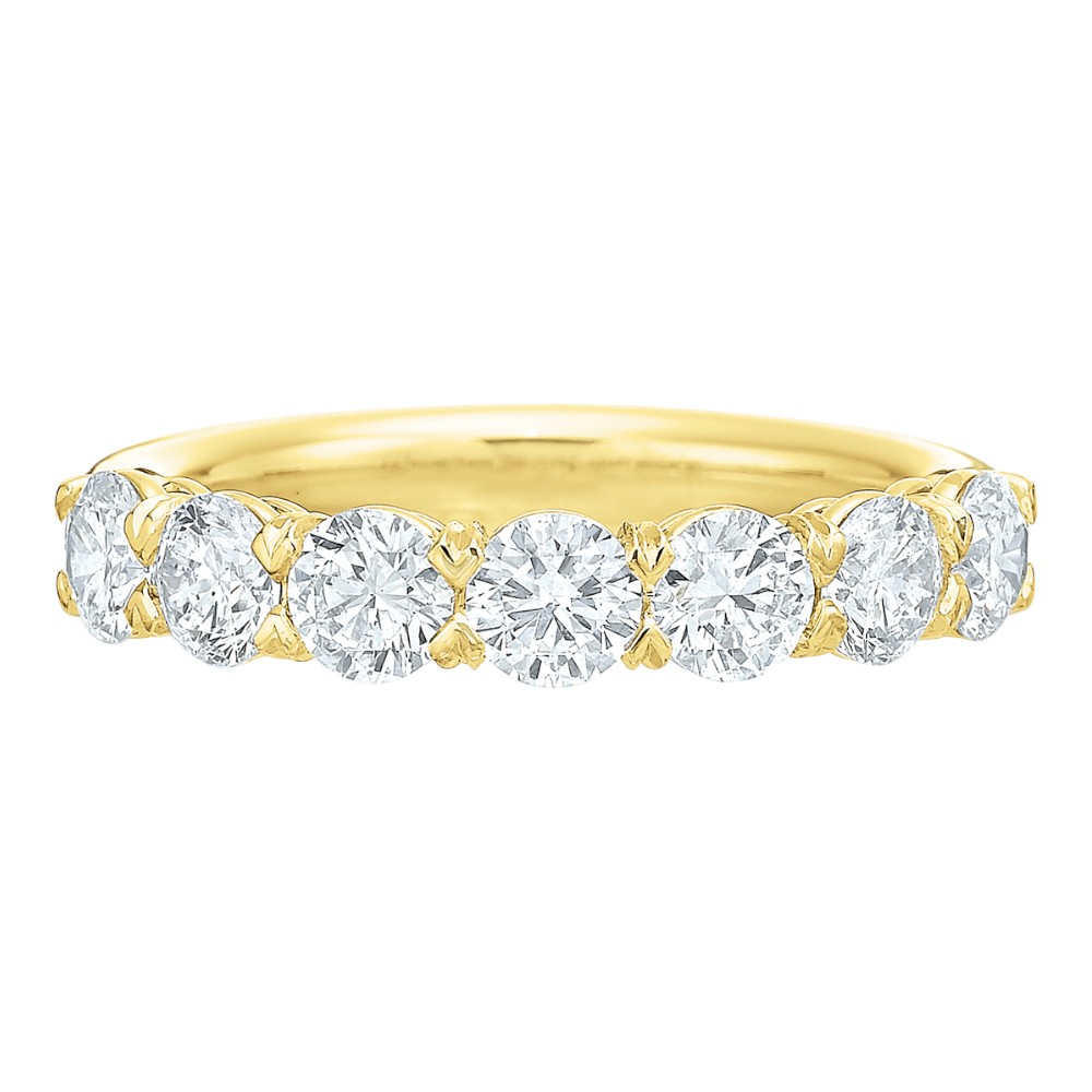 Round Diamond 7 Stone Wedding Band in 18K Yellow Gold, 1.38 cttw
