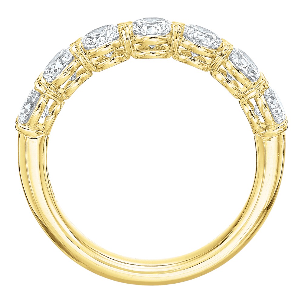 Round Diamond 7 Stone Wedding Band in 18K Yellow Gold, 1.38 cttw