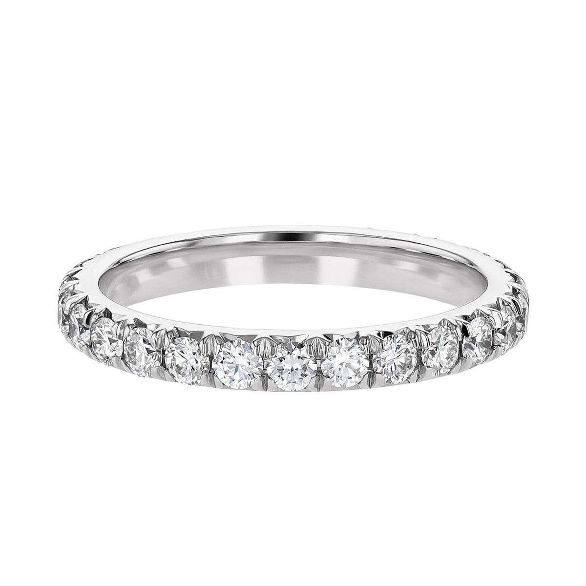 Diamond French Pavé Eternity Band in White Gold, 1 cttw