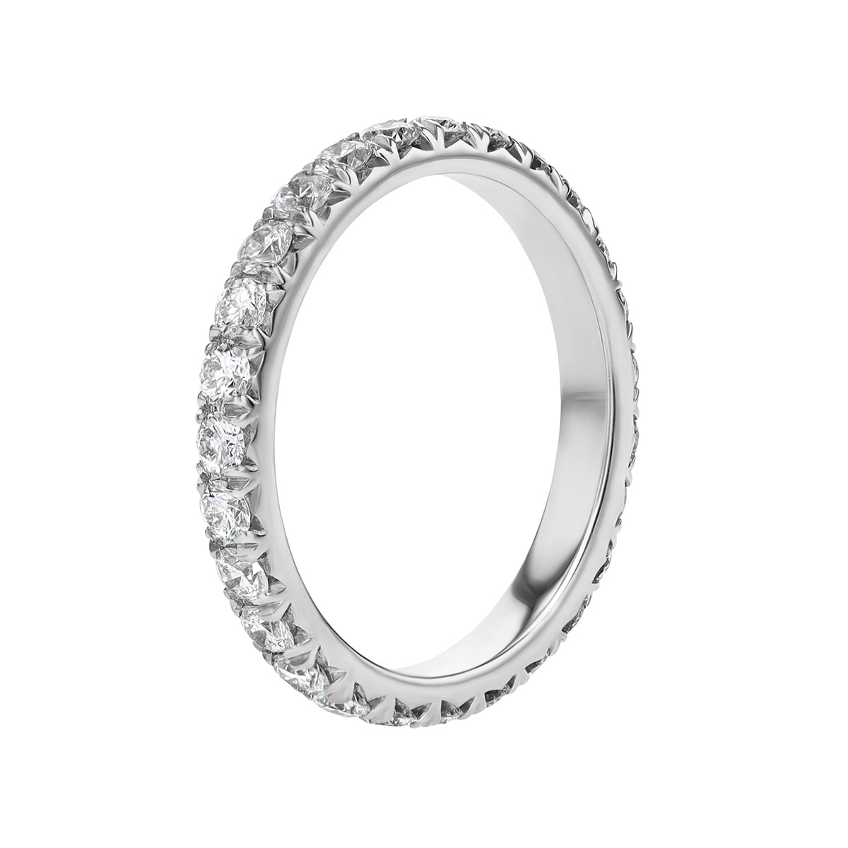 Diamond French Pavé Eternity Band in White Gold, 1 cttw