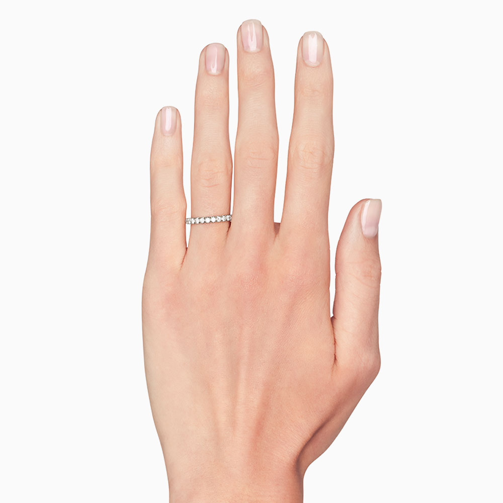 Diamond French Pavé Eternity Band in White Gold, 1 cttw