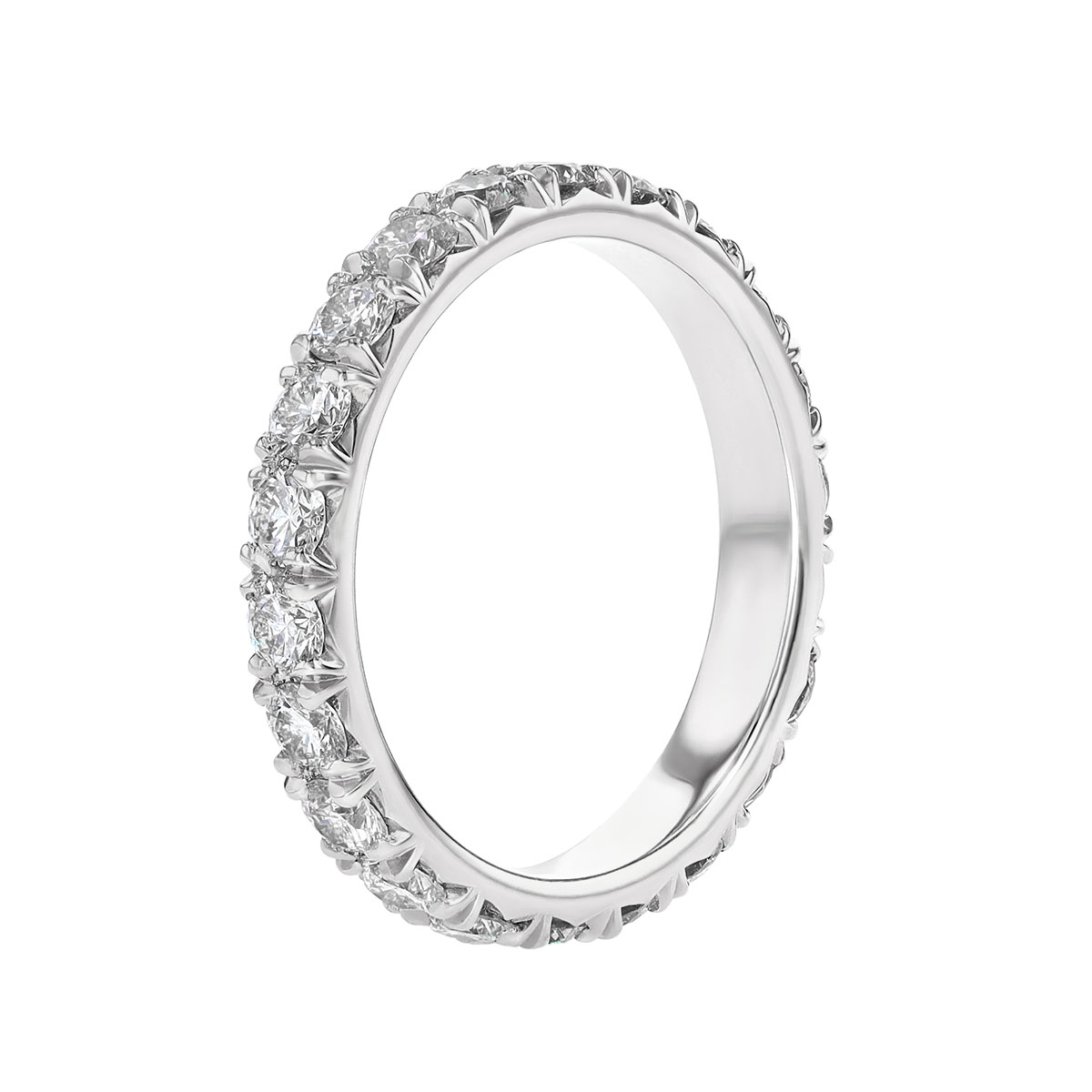Diamond French Pavé Eternity Band in White Gold, 1.5 cttw