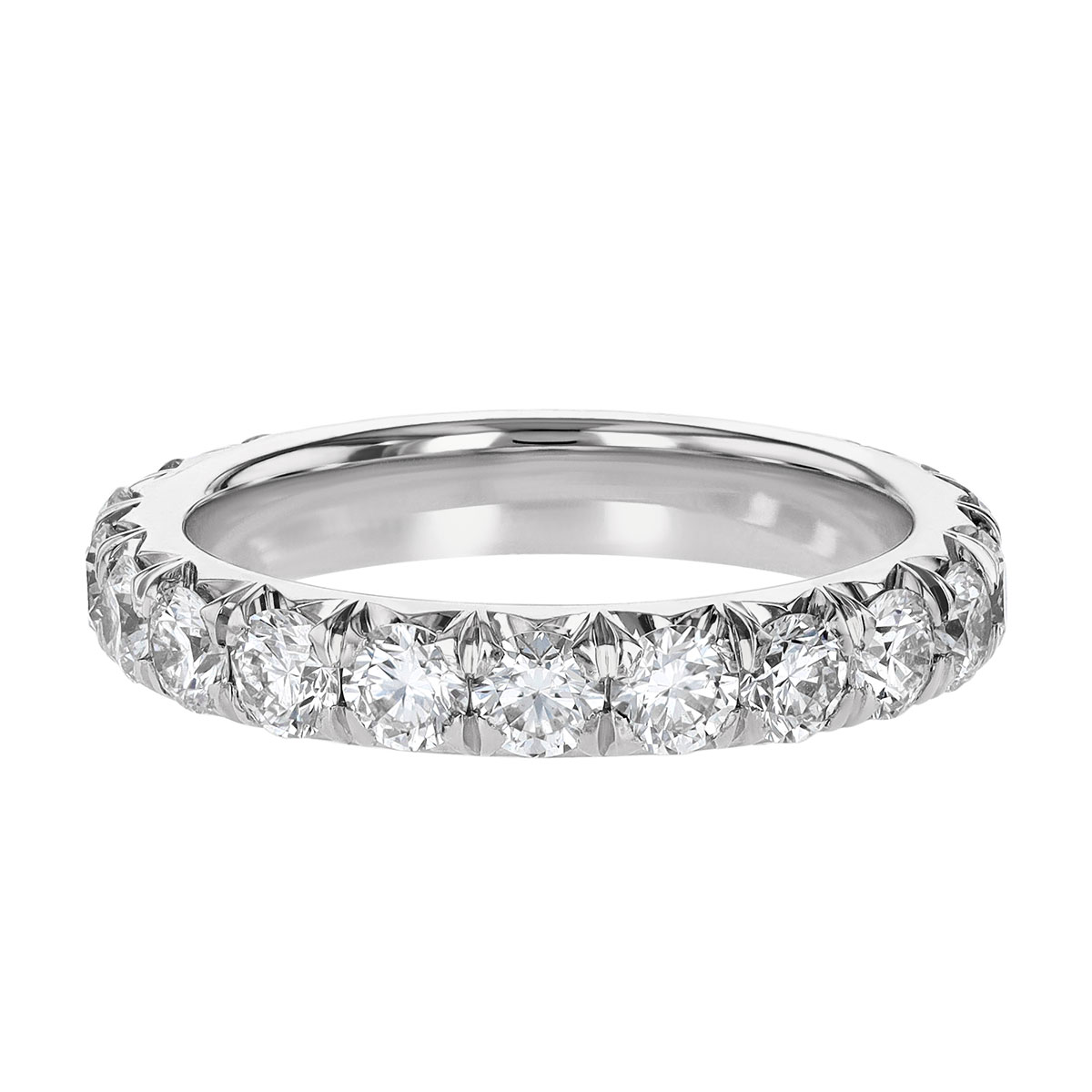 Diamond French Pavé Eternity Band in White Gold, 2 cttw