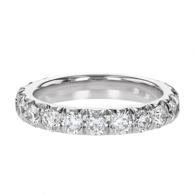 Diamond French Pavé Eternity Band in White Gold, 2 cttw