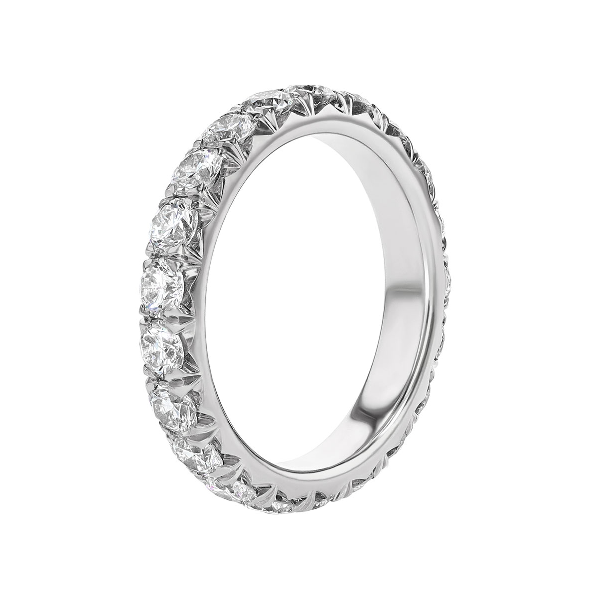 Diamond French Pavé Eternity Band in White Gold, 2 cttw
