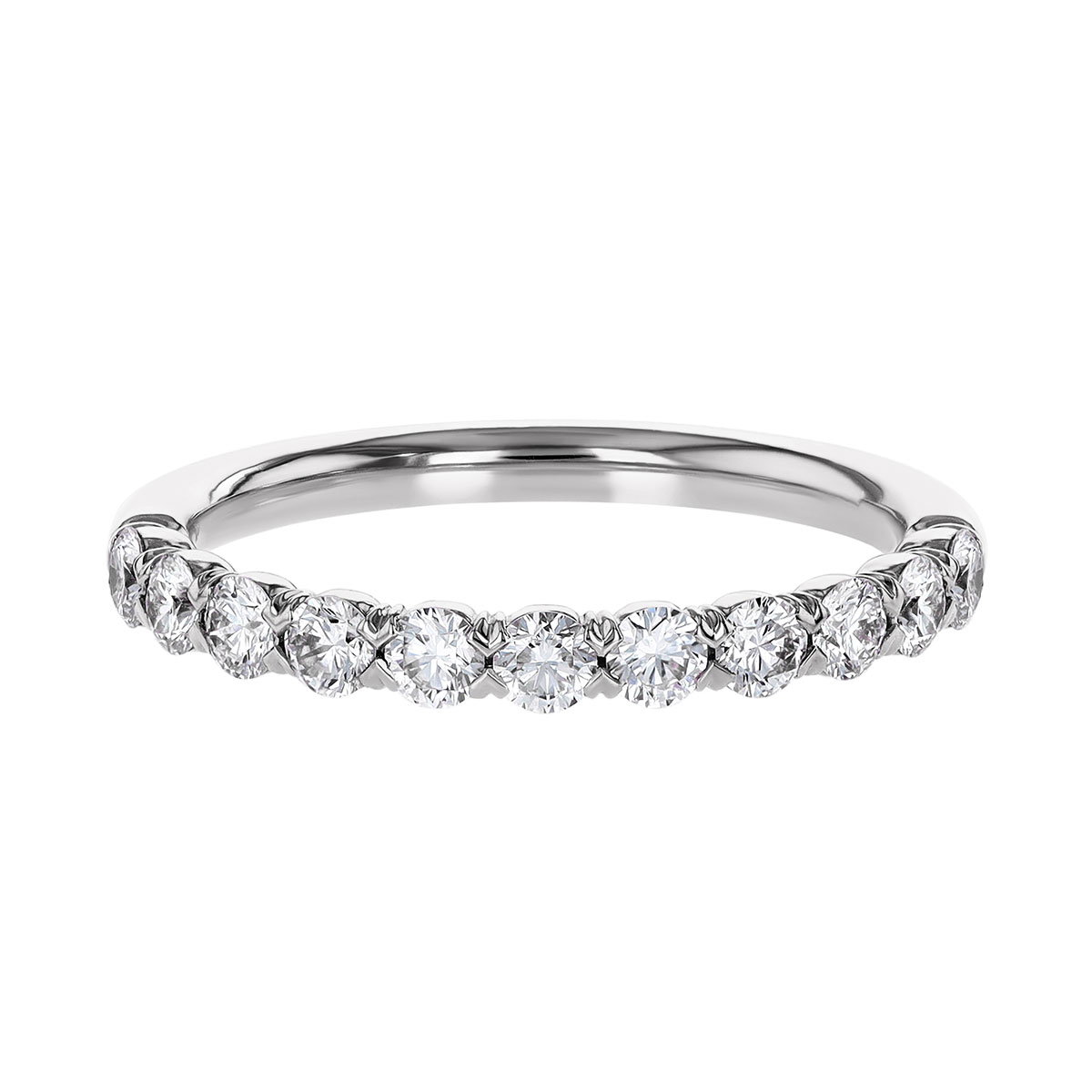 Diamond Half Eternity Silk Prong Wedding Band in White Gold