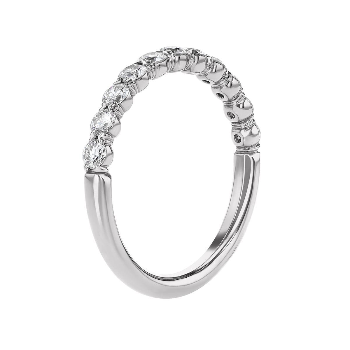 Diamond Half Eternity Silk Prong Wedding Band in White Gold