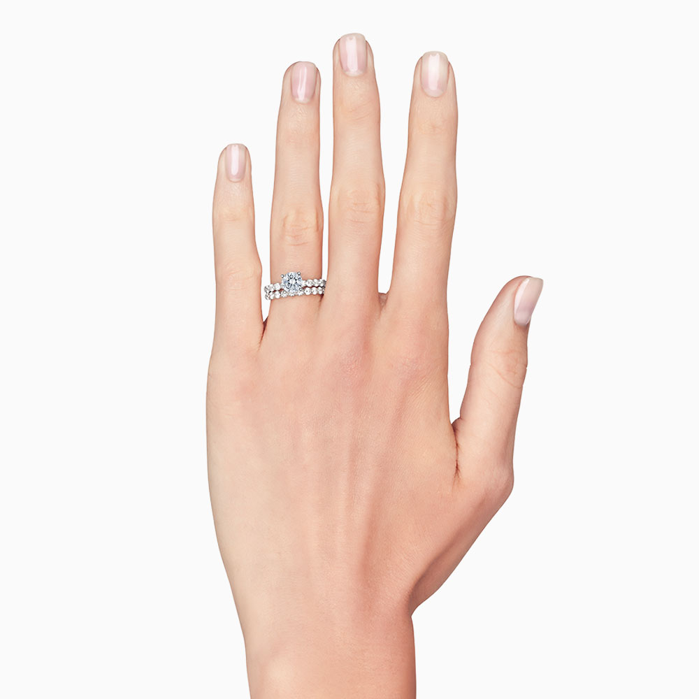 Diamond Half Eternity Silk Prong Wedding Band in White Gold