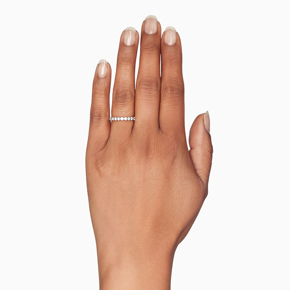 Diamond Half Eternity Silk Prong Wedding Band in White Gold