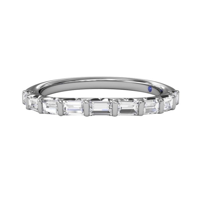 Emerald Cut Diamond Bar Setting Wedding Ring in White Gold