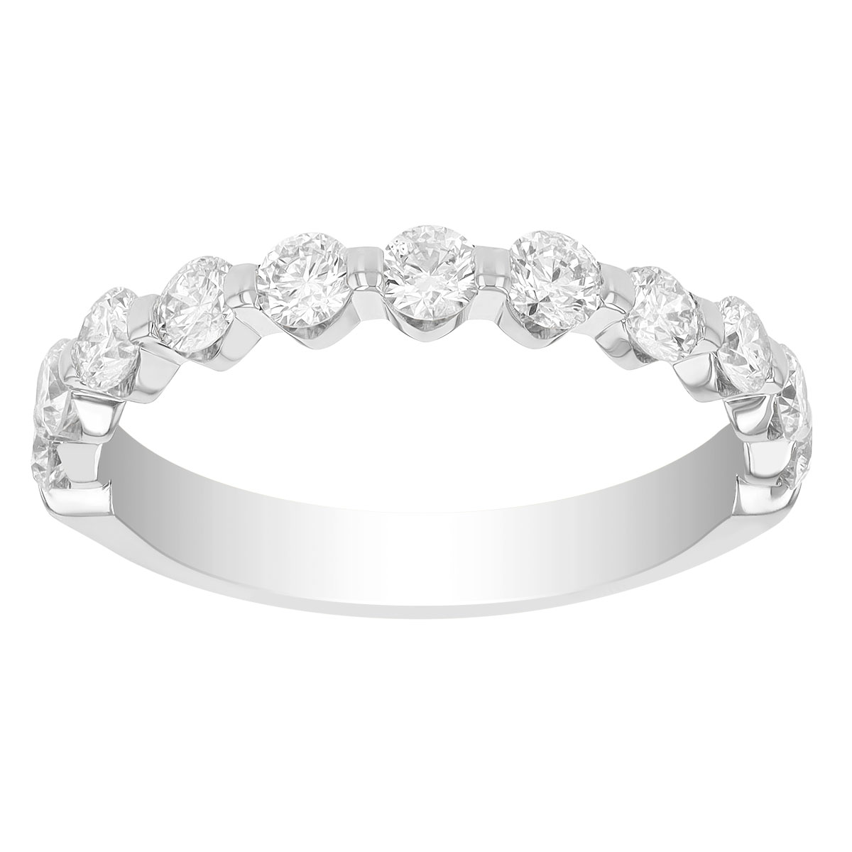 Round Diamond Gypsy Set Wedding Band in White Gold, 0.75 cttw