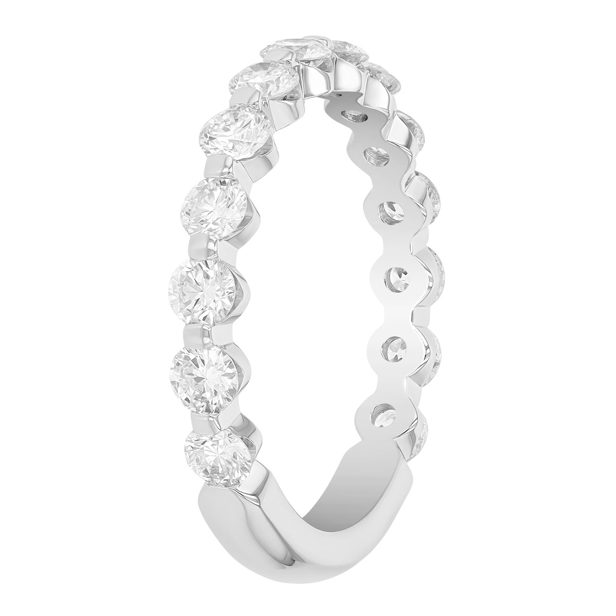 Round Diamond Gypsy Set Wedding Band in White Gold, 1.00 cttw