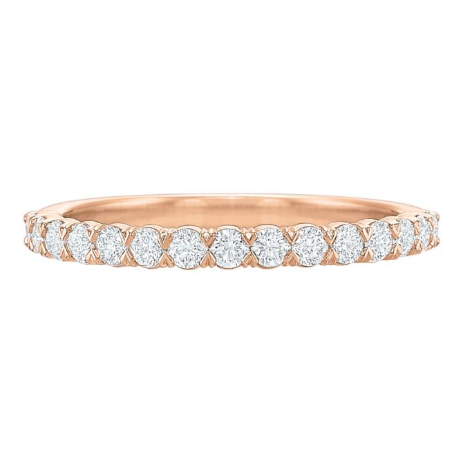 Diamond Silk Prong Wedding Band in Rose Gold, .38 cttw