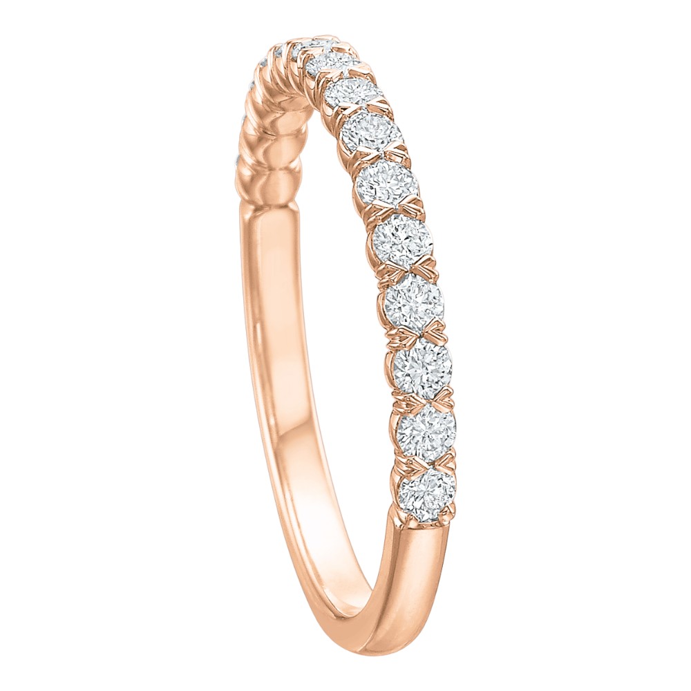 Diamond Silk Prong Wedding Band in Rose Gold, .38 cttw