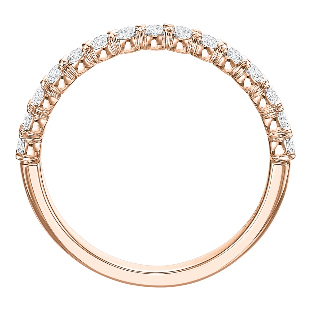 Diamond Silk Prong Wedding Band in Rose Gold, .38 cttw