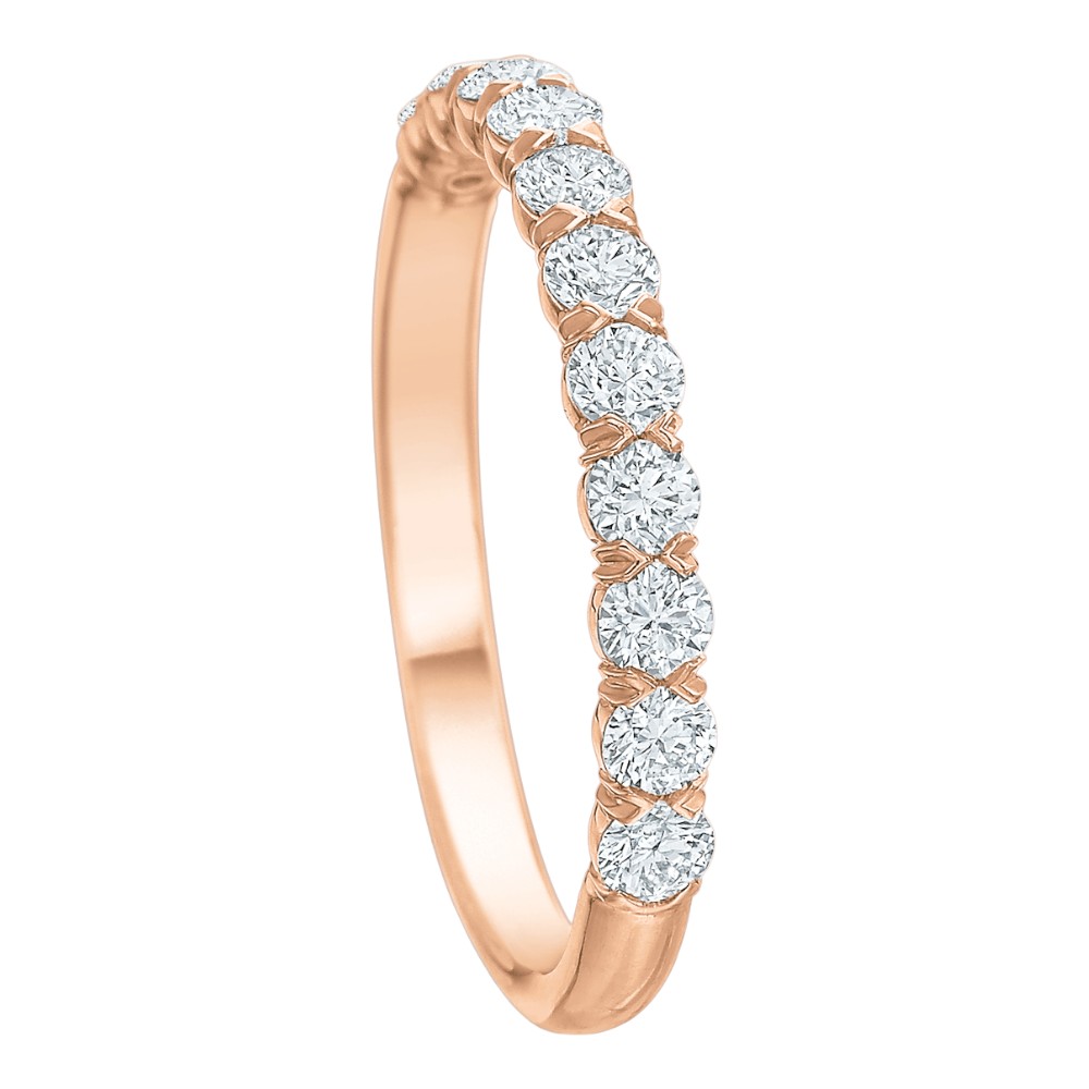 Diamond Silk Prong Wedding Band in Rose Gold, .57 cttw