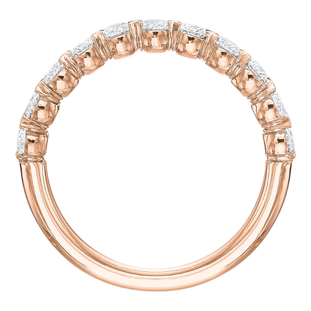 Diamond Silk Prong Wedding Band in Rose Gold, .57 cttw