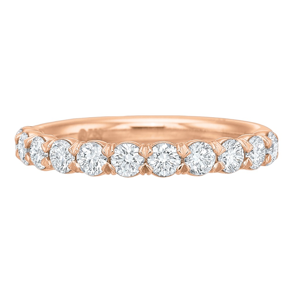 Diamond Silk Prong Wedding Band in Rose Gold, .76 cttw