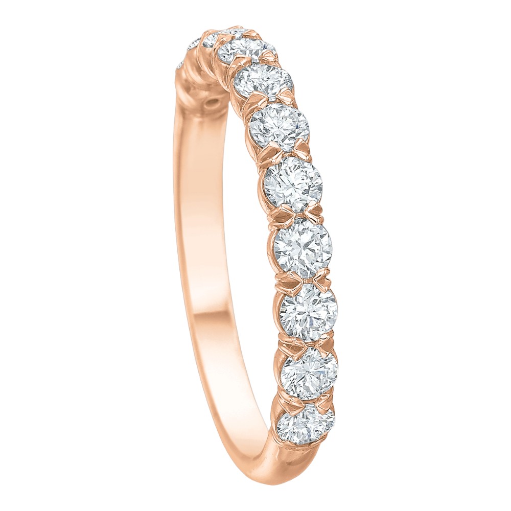 Diamond Silk Prong Wedding Band in Rose Gold, .76 cttw