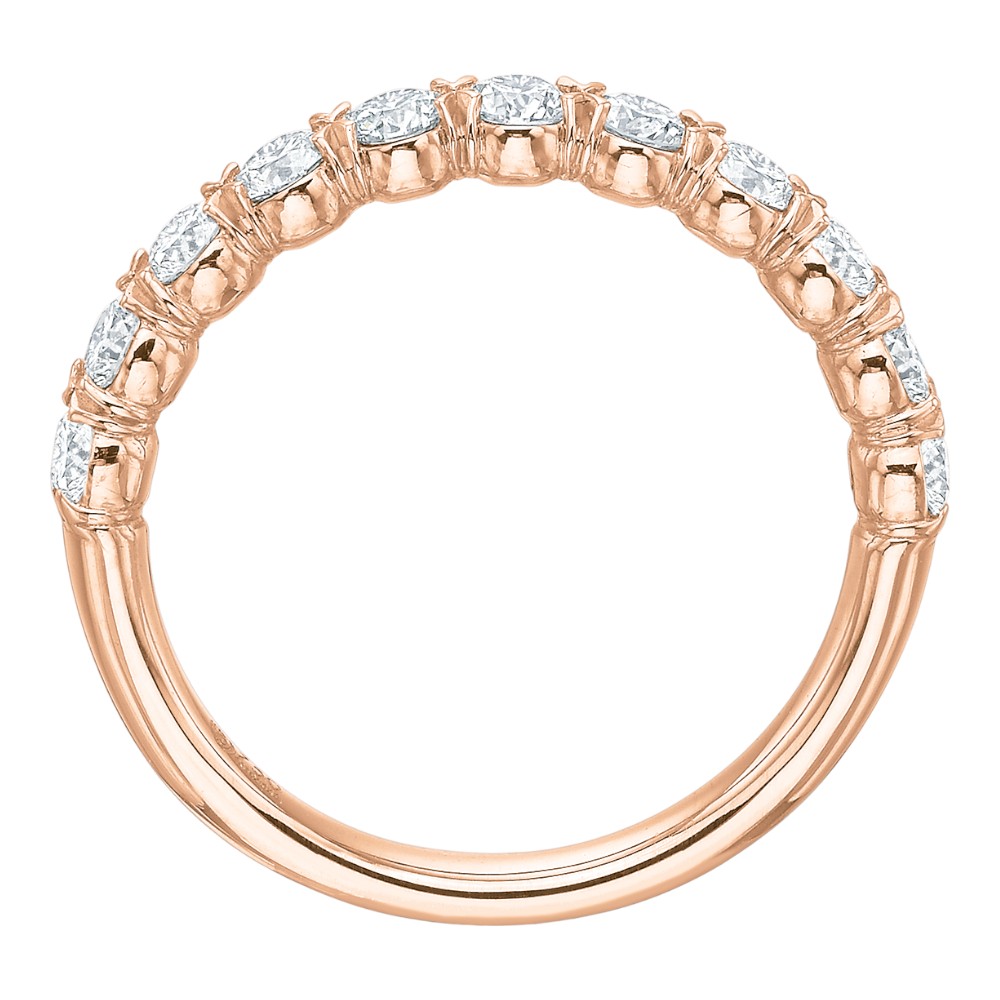 Diamond Silk Prong Wedding Band in Rose Gold, .76 cttw