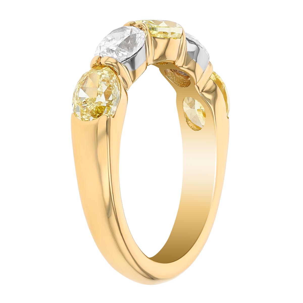 J.B. Star Fancy Yellow & White Oval Diamond Band in Yellow Gold