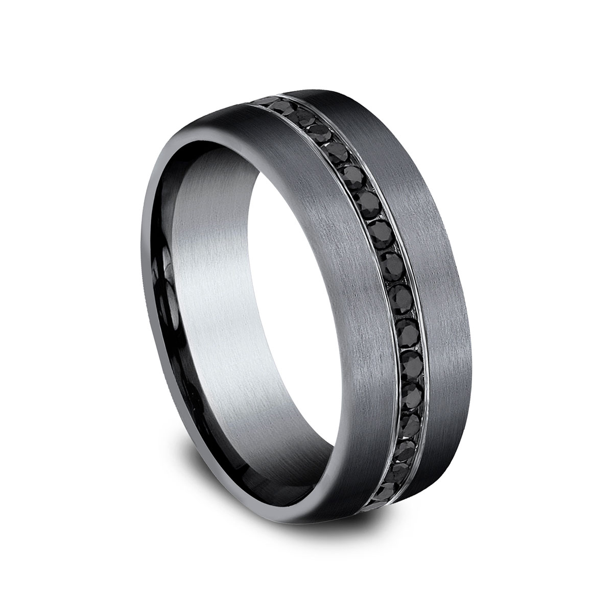 Benchmark Black Diamond & Dark Tantalum Satin Finish 7.5 mm Wedding Band, Size 10
