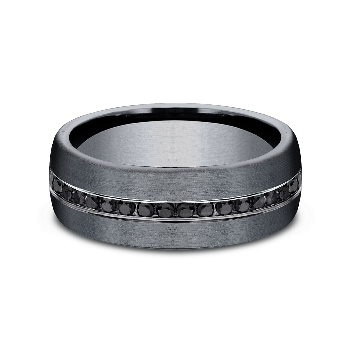 Benchmark Black Diamond & Dark Tantalum Satin Finish 7.5 mm Wedding Band, Size 10