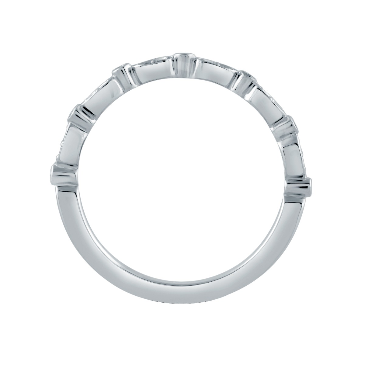 A. Jaffe Seasons of Love Diamond Marquise & Round Bezel Alternating Band in 14K White Gold