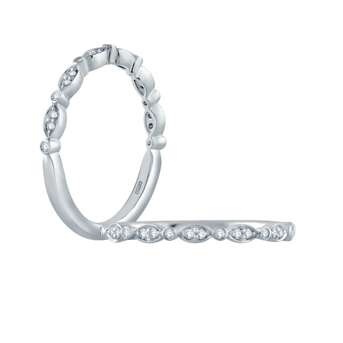 A. Jaffe Seasons of Love Diamond Marquise & Round Bezel Alternating Band in 14K White Gold