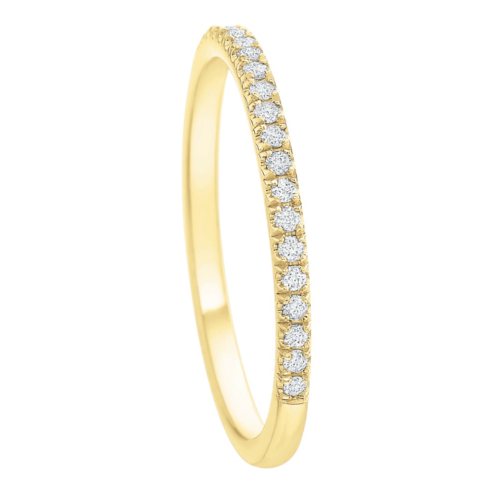 Diamond Scalloped Prong Wedding Band in 18K Yellow Gold, .13 cttw