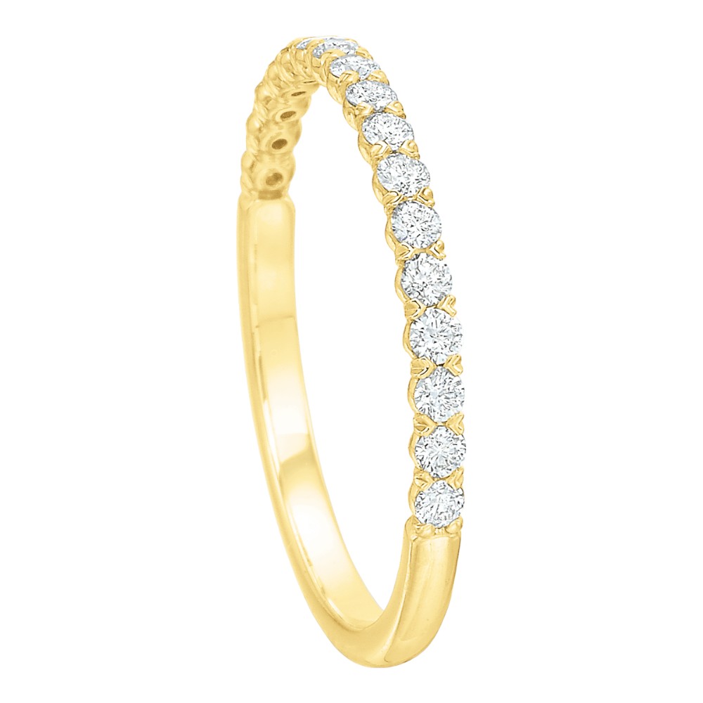 Diamond Silk Prong Wedding Band in 18K Yellow Gold, .29 cttw