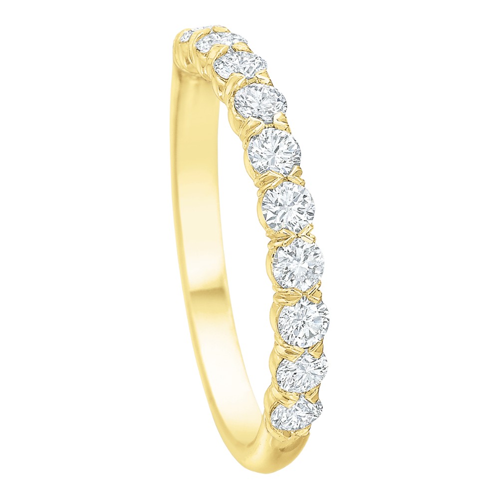 Diamond Silk Prong 13 Stone Wedding Band in 18K Yellow Gold, .76 cttw