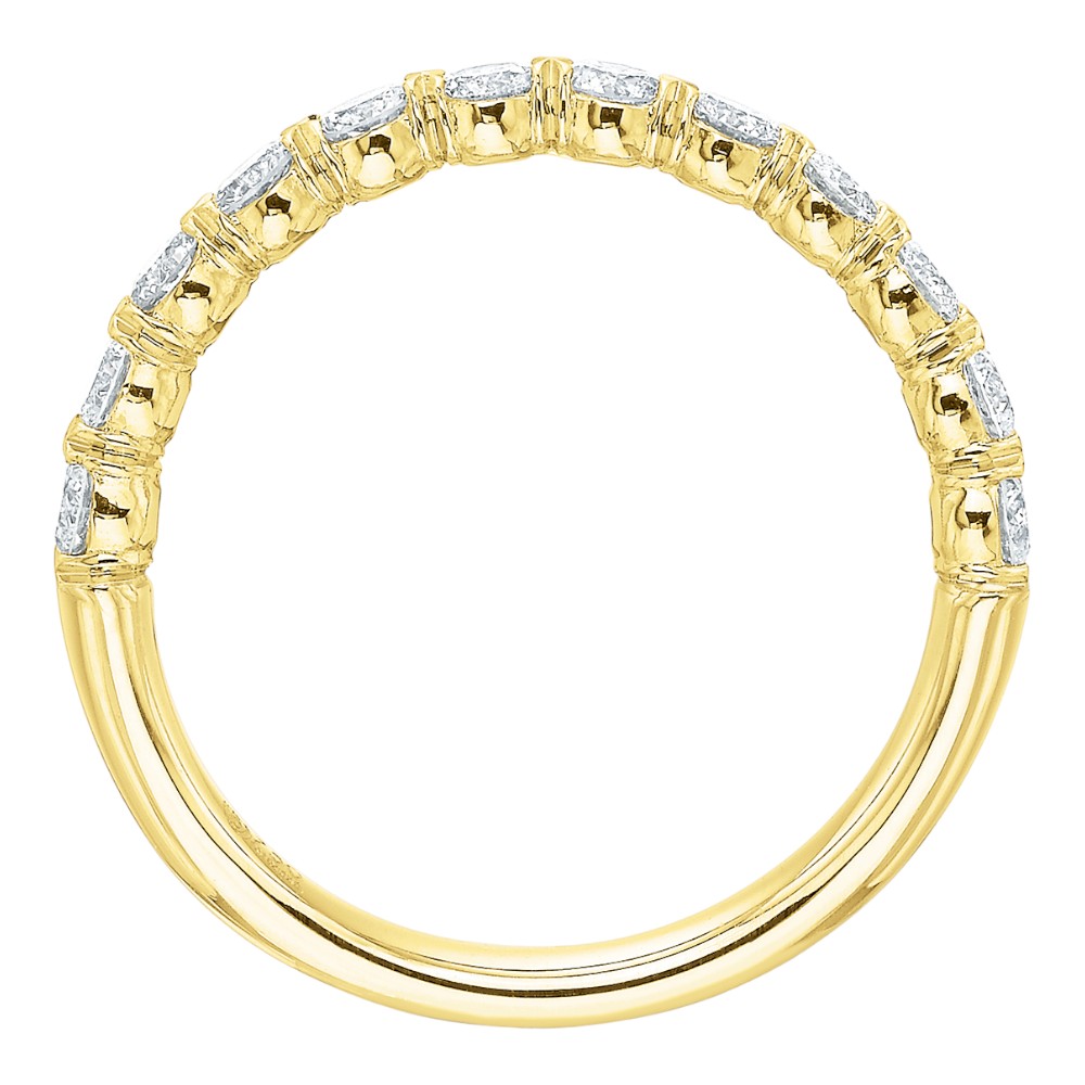 Diamond Silk Prong 13 Stone Wedding Band in 18K Yellow Gold, .76 cttw