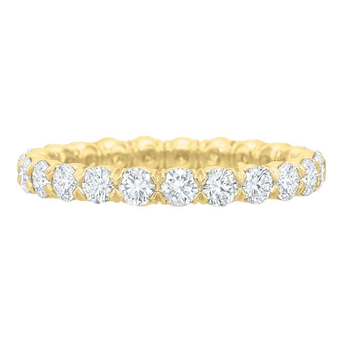 Diamond Silk Prong Eternity Band in 18K Yellow Gold, 1.30 cttw, Size 6
